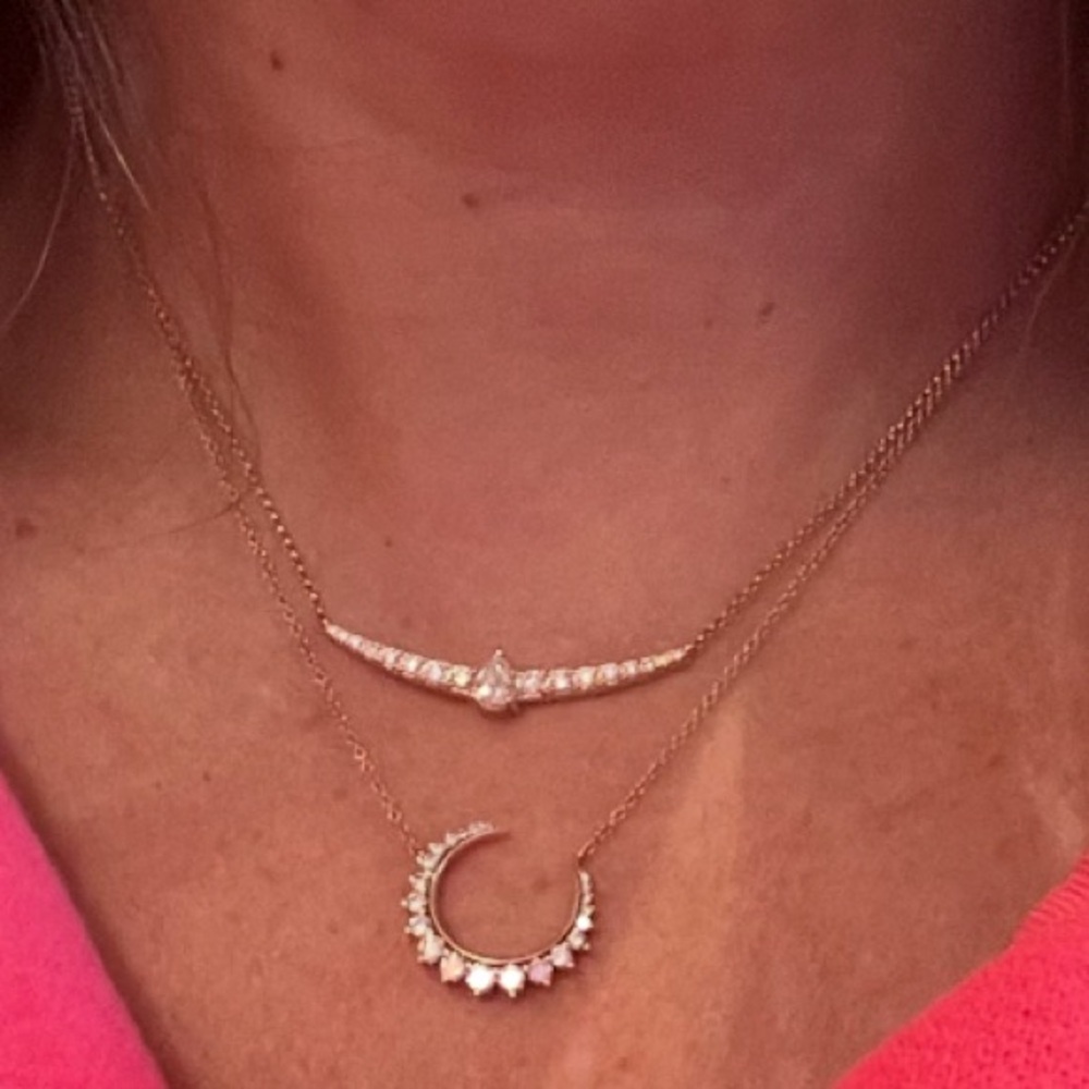 14K Gold Diamond Bar Necklace Pear Shape Center ~1.15 CTW - Picture 10 of 11